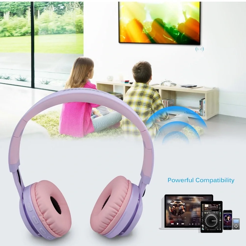 Wireless Pink and Purple Headphones